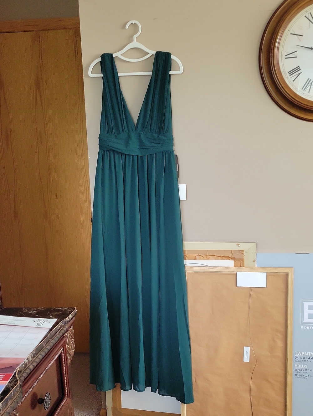 Lulu's Deep Teal Plunge V-Neck Maxi Dress